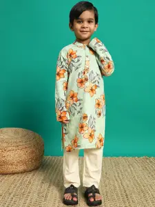 Readiprint Boys Floral Printed Pure Cotton Kurta with Pyjama