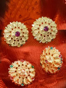 DIVASTRI Set Of 2 Gold-Plated Circular Studs Earrings