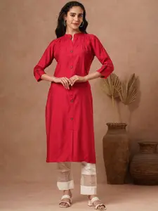 FASHOR Mandarin Collar Straight Kurta