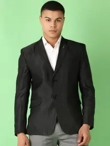 V-Mart Self-Design Notched Lapel Collar Single-Breasted Blazer
