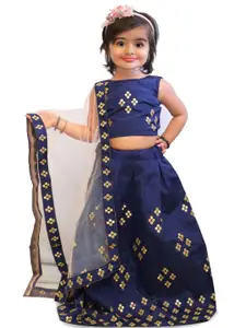 BAESD Girls Embroidered Mirror Work Ready to Wear Lehenga & Blouse With Dupatta