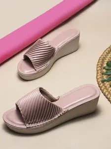 Try Me Women Striped Round Toe Platform Sandals