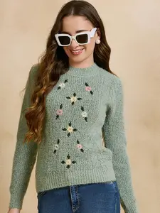 CLAPTON Women Floral Woollen Pullover