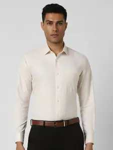 Van Heusen Men Spread Collar Textured Cotton Slim Fit Formal Shirt