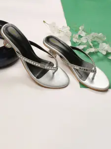 DressBerry Women Embellished PU Party Kitten Sandals