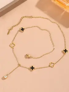 MYKI Gold-Plated Stainless Steel Floral Necklace