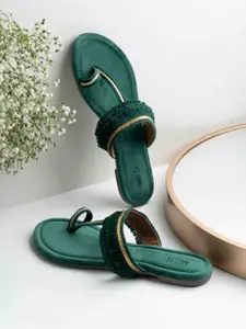 Inc 5 Women Embellished Ethnic T-Strap Flats