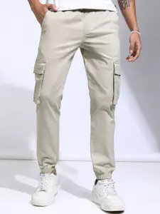 HIGHLANDER Men Cotton Slim Fit Easy Wash Solid Joggers Trousers