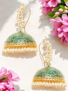 OOMPH Beaded Meenakari Dome Shaped Jhumkas