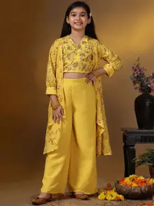 FASHION DREAM Girls Floral Embroidered Regular Top with Palazzos