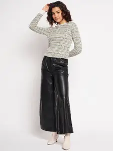 CLAPTON Women Geometric Printed Woollen Cardigan Sweater