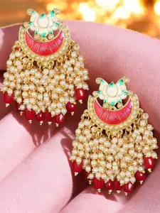 OOMPH Beaded Meenakari Dome Shaped Drop Earrings