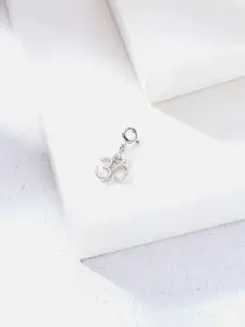 Nipura 92.5 Sterling Silver Square Rhodium-Plated Zircon OM Charm Charms