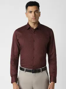 Peter England Men Spread Collar Micro Ditsy Printed Cotton Slim Fit Casual Shirt