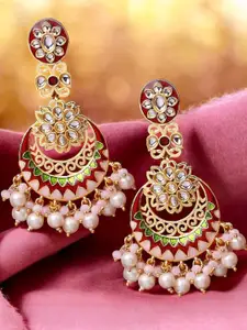 OOMPH Kundan Studded Floral Drop Earrings