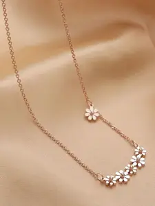 MYKI Rose Gold-Plated Stainless Steel Floral Necklace