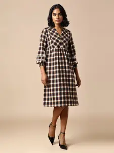 Chemistry Women Checked Cotton A-Line Dress
