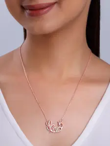 GIVA 925 Sterling Silver Rose Gold-Plated Contemporary Adwitiya Morni Necklace