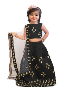 BAESD Girls Embroidered Mirror Work Ready to Wear Lehenga & Blouse With Dupatta