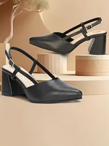 DressBerry Women Buckled Block Heels Mules
