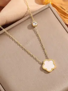 MYKI Gold-Plated Stainless Steel Floral Necklace