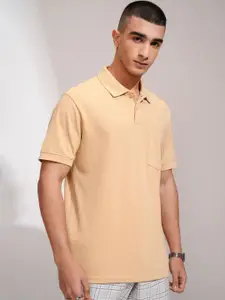 HIGHLANDER Men Solid Polo Collar Cotton T-shirt