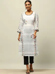 Rangriti Floral Woven Design Flared Sleeves Straight Kurta