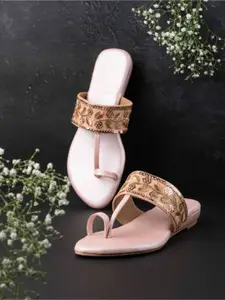 Inc 5 Women Embellished Open Toe Flats