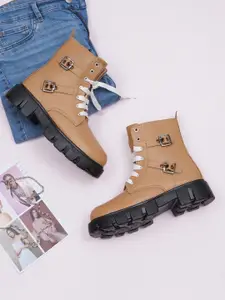 Try Me Women Casual Block-Heeled Lace-Ups Boots
