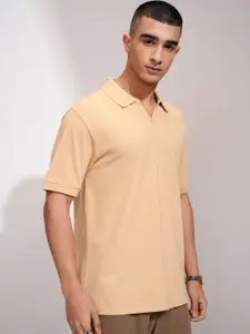HIGHLANDER Men Solid Polo Collar Cotton Relaxed Fit T-shirt