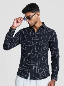 Snitch Men Smart Slim Fit Opaque Printed Casual Shirt