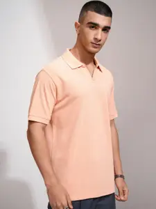HIGHLANDER Men Solid Polo Collar Cotton T-shirt