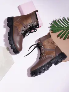 Try Me Women Casual Block-Heeled Lace-Ups Boots