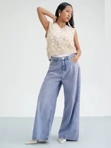 FREAKINS Women Loose High-Rise Wide Leg Jeans