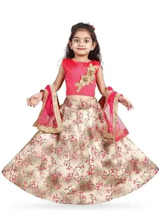 BAESD Girls Embroidered Tie and Dye Ready to Wear Lehenga & Blouse With Dupatta
