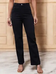 Miss Chase Women Straight Fit High-Rise Stretchable Jeans