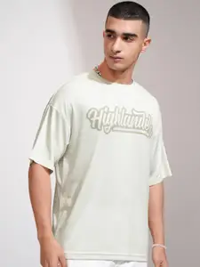 HIGHLANDER Men Typography Printed Round Neck Oversized T-shirt