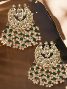 OOMPH Kundan Studded Jadau Circular Drop Earrings