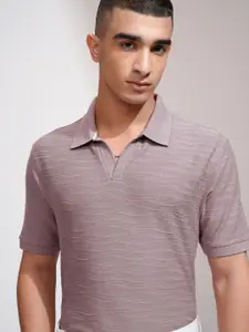 HIGHLANDER Men Self Design Polo Collar Cotton T-shirt