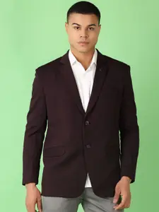 V-Mart Self-Design Notched Lapel Collar Single-Breasted Blazer