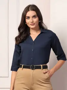 Style Quotient Women Smart Spread Collar Solid Formal Shirt