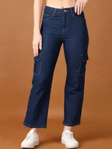 V-Mart Women Cotton High-Rise Denim Boyfriend Fit Cargo Jeans