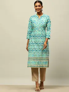 Rangriti Geometric Printed Cotton Straight Kurta