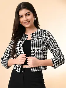 IUGA Geometric Printed Long Sleeves Open Front Shrug