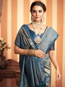 Satrani Woven Design Zari Banarasi Sarees With Blouse Piece