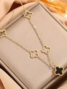MYKI Gold-Plated Stainless Steel Floral Necklace