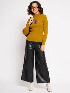 CLAPTON Women Floral Embroidered Woollen Pullover