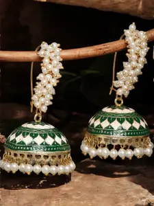 OOMPH Beaded Meenakari Dome Shaped Jhumkas
