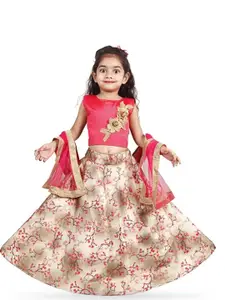 BAESD Girls Embroidered Mirror Work Ready to Wear Lehenga & Blouse With Dupatta