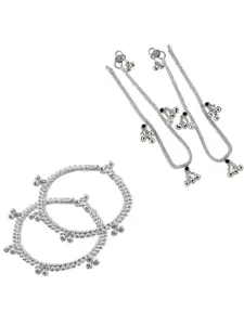 Heer Collection Set Of 2 Silver-Plated Anklets